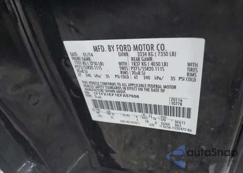 2014 Ford F-150 Stx z USA, uszkodzony, nr VIN 1FTFX1EF1EFA57658